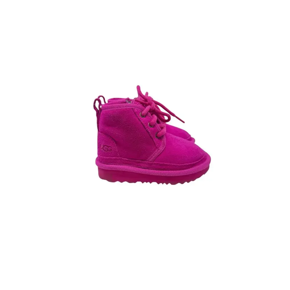 UGG Neumel II Toddler Boots Pink Fuchsia Suede Lace Up Zip Kids Size‎ 6